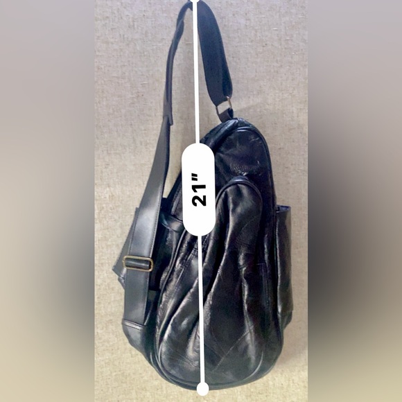 Comfort Carry-All Crossbody Sling Black Patchwork Shoulder Bag Ergo Purse Unisex - Picture 3 of 16